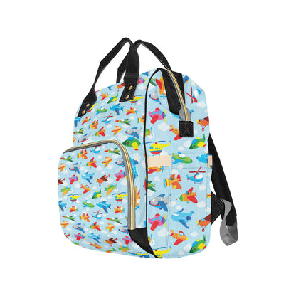 Airplane Colorful Pattern Print Design 01 Diaper Bag Backpack