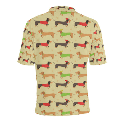 Dachshund Pattern Print Design 06 Men Polo Shirt