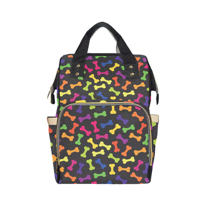 Dog Bone Neon Color Pattern Print Design 02 Diaper Bag Backpack