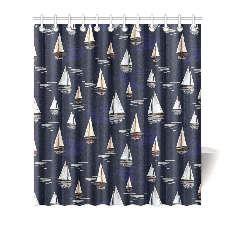 Sailing Ships Pattern Print Design A05 Shower Curtain