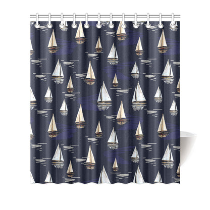 Sailing Ships Pattern Print Design A05 Shower Curtain