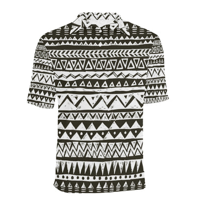 Hand draw Tribal Aztec Men Polo Shirt