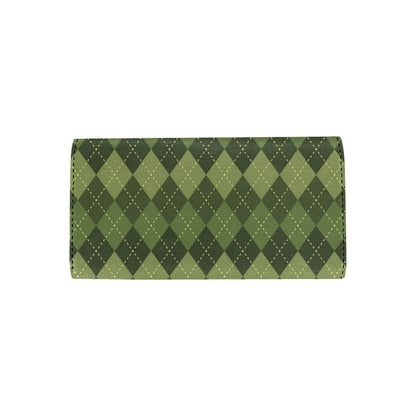 Argyle Green Pattern Print Design 01 Women's Trifold Wallet