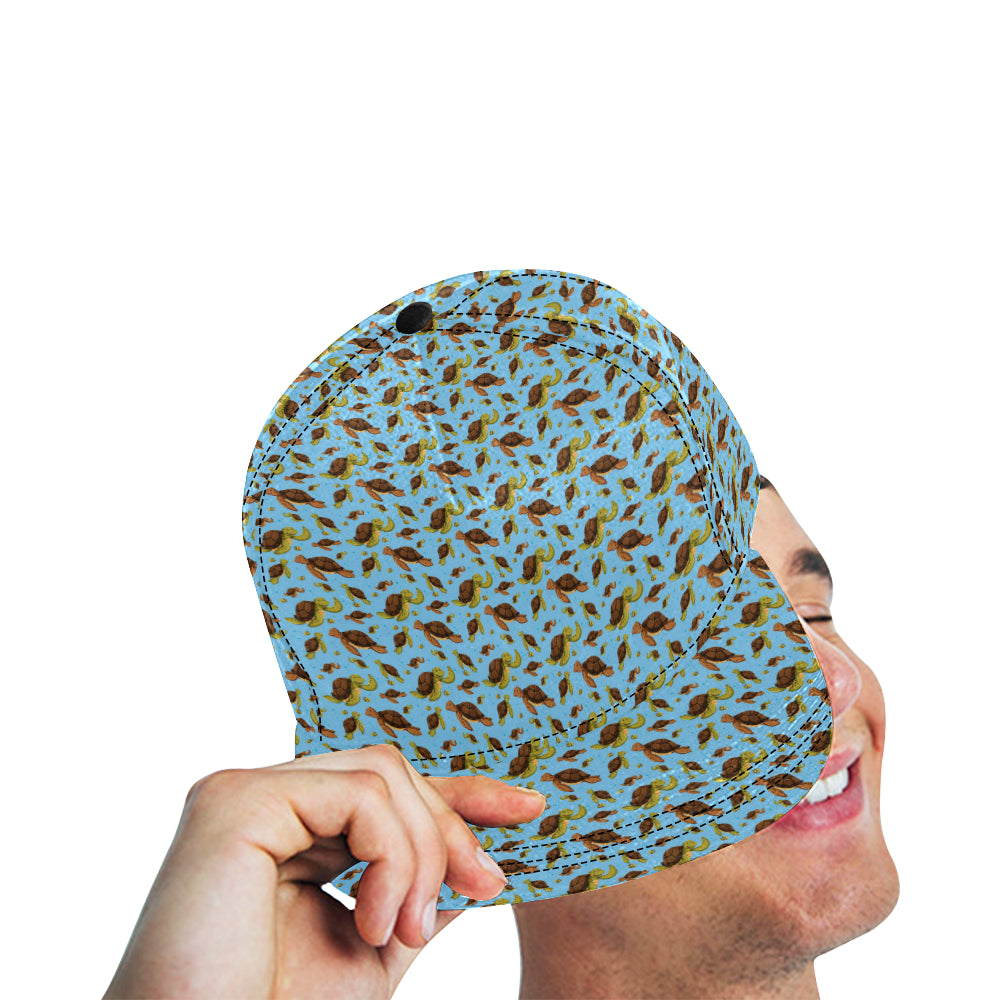 Hello Sea Turtle Print Pattern Snapback Cap