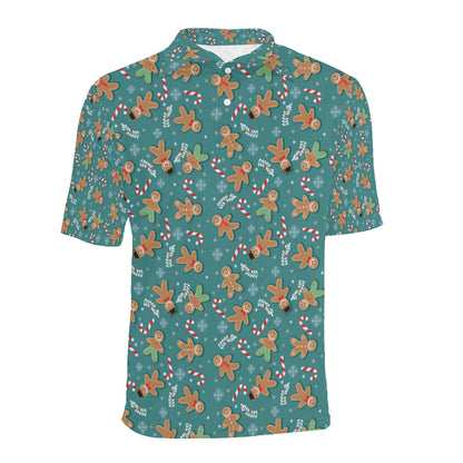 Gingerbread Pattern Print Design 05 Men Polo Shirt