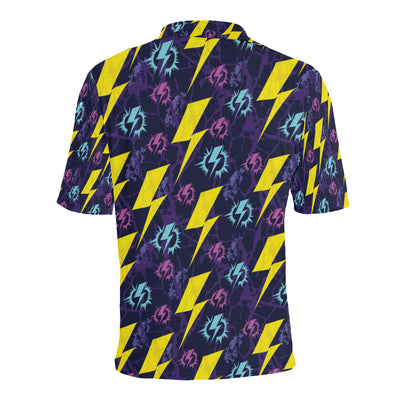 Lightning Thunder Pattern Print Design 01 Men Polo Shirt