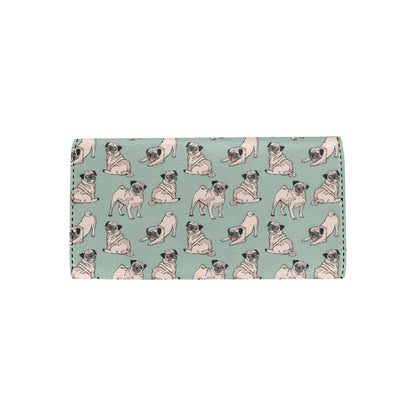 Pug Pattern Print Design A01 Women's Trifold Wallet