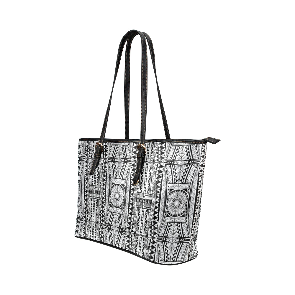 Polynesian Tattoo Design Leather Tote Bag