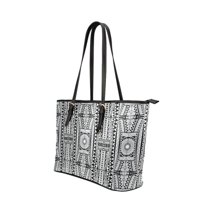 Polynesian Tattoo Design Leather Tote Bag