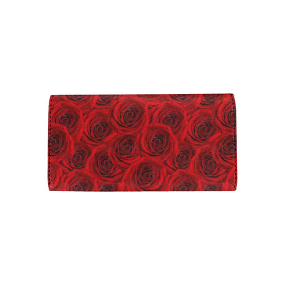 Rose Red Pattern Print Design RO04 Women's Trifold Wallet