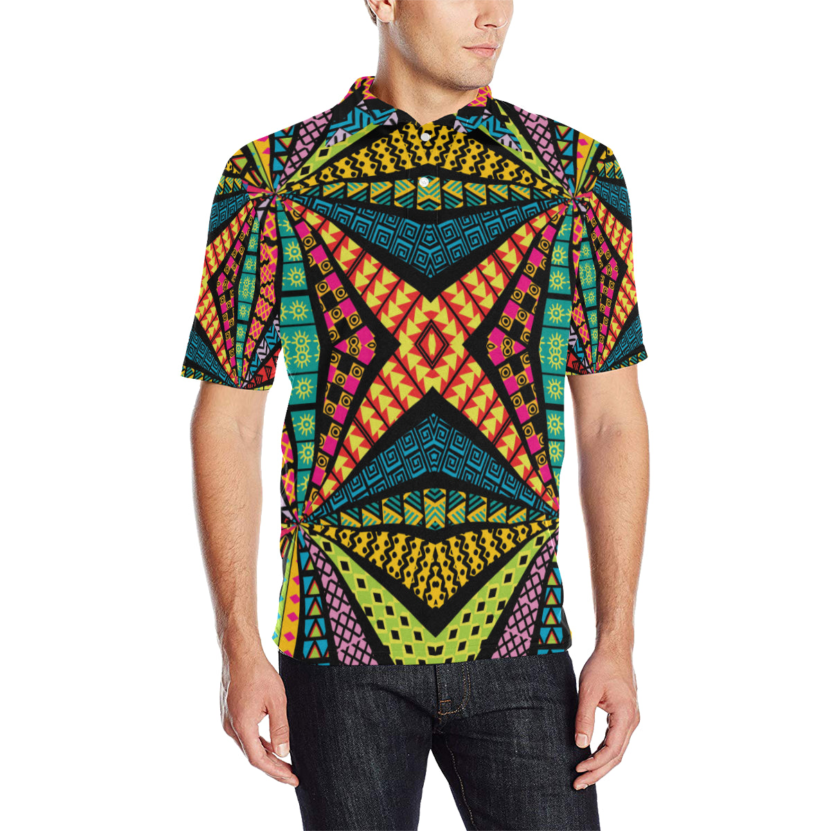 Kaleidoscope Pattern Print Design 05 Men Polo Shirt