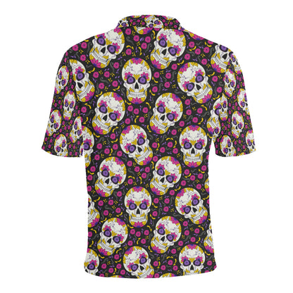 sugar skull Floral Pattern Men Polo Shirt