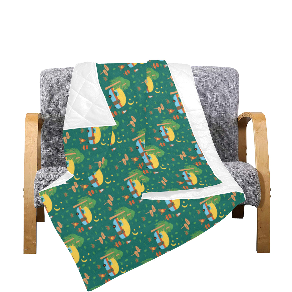 Camping Camper Pattern Print Design 06 Premium Quilt