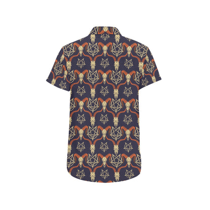 Buffalo Head Print Design LKS403 Men Short Sleeve Button Up Shirt