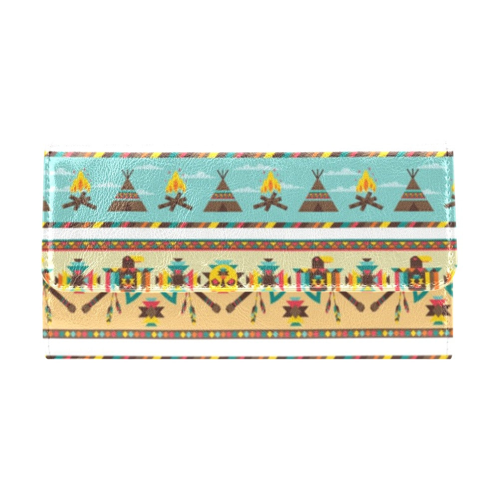 American indian Life Pattern Women's Trifold Wallet