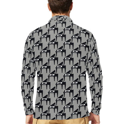 Piano Print Design LKS404 Long Sleeve Polo Shirt For Men's