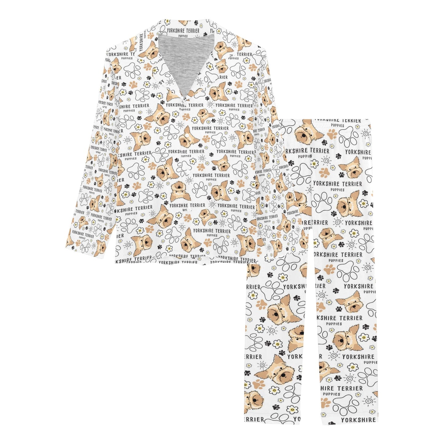 Yorkshire Terriers Print Design LKS308 Women's Long Pajama Set