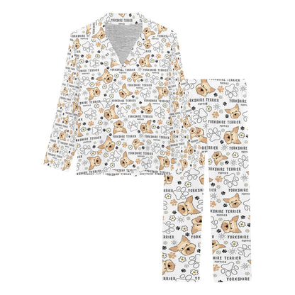 Yorkshire Terriers Print Design LKS308 Women's Long Pajama Set