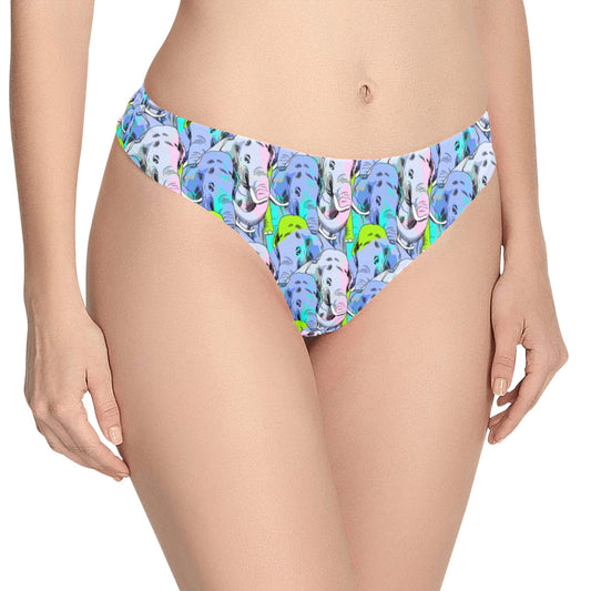 Elephant Art color Print Pattern Women's Thongs