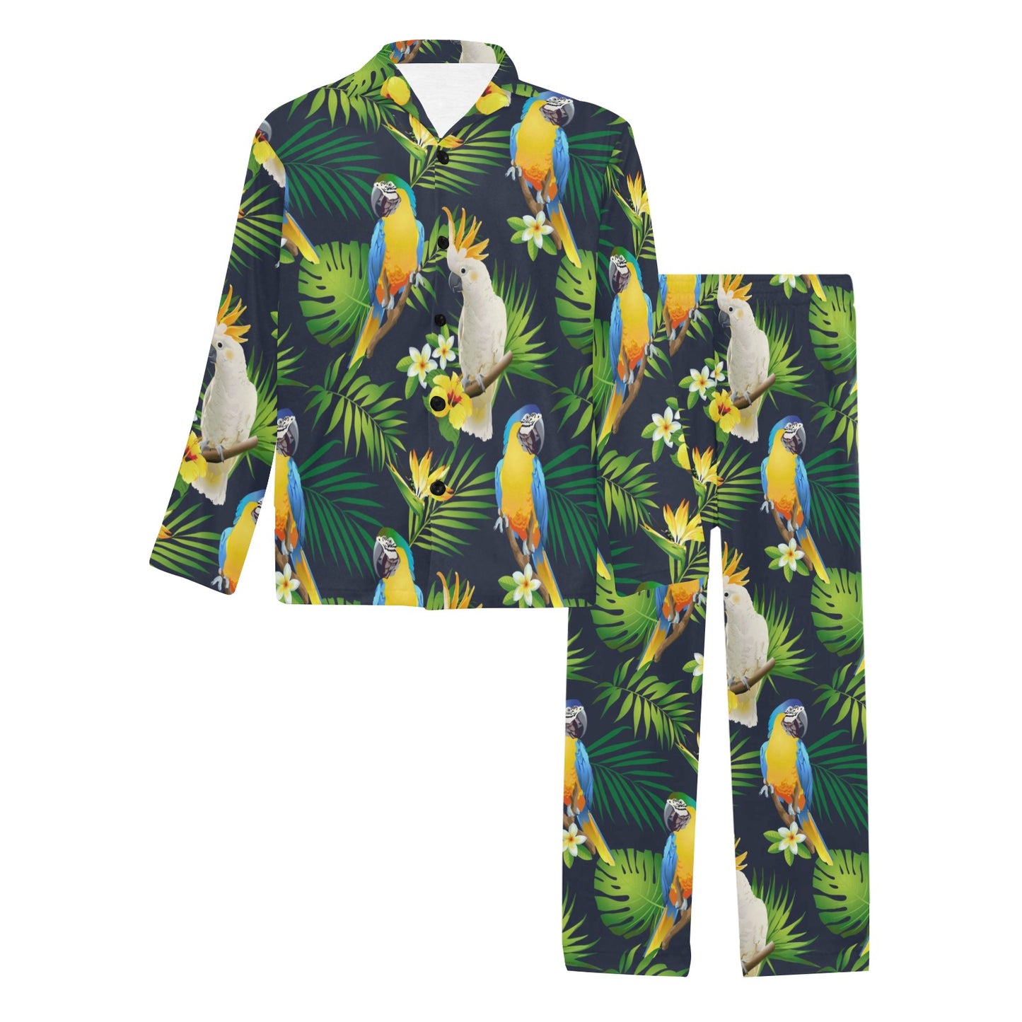 Parrot Pattern Print Design A03 Men's Long Pajama Set