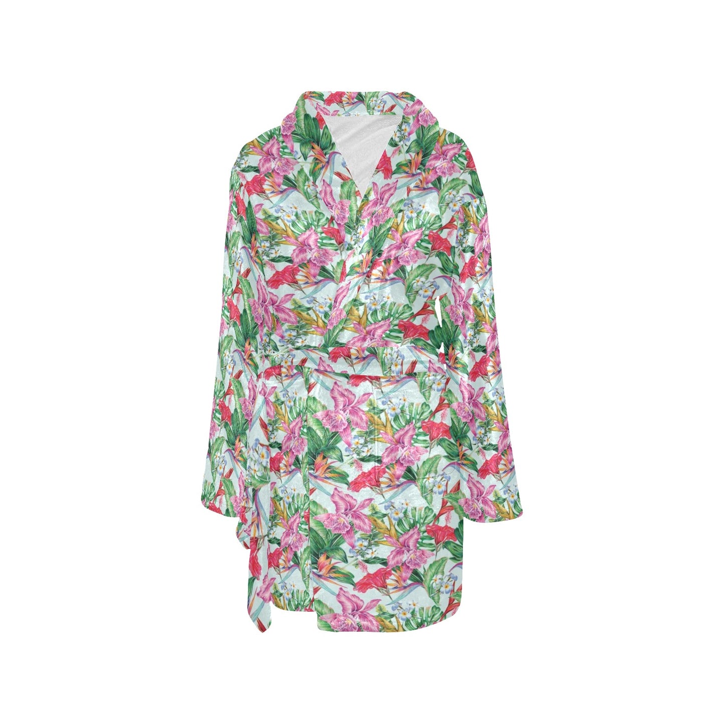 Tropical Flower Print Design LKS304 Women's Fleece Robe