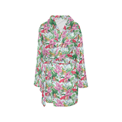Tropical Flower Print Design LKS304 Women's Fleece Robe