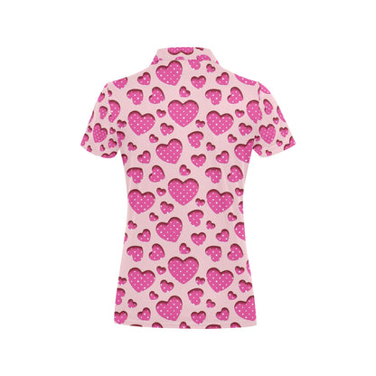 Heart Pink Pattern Print Design HE06 Women's Polo Shirt