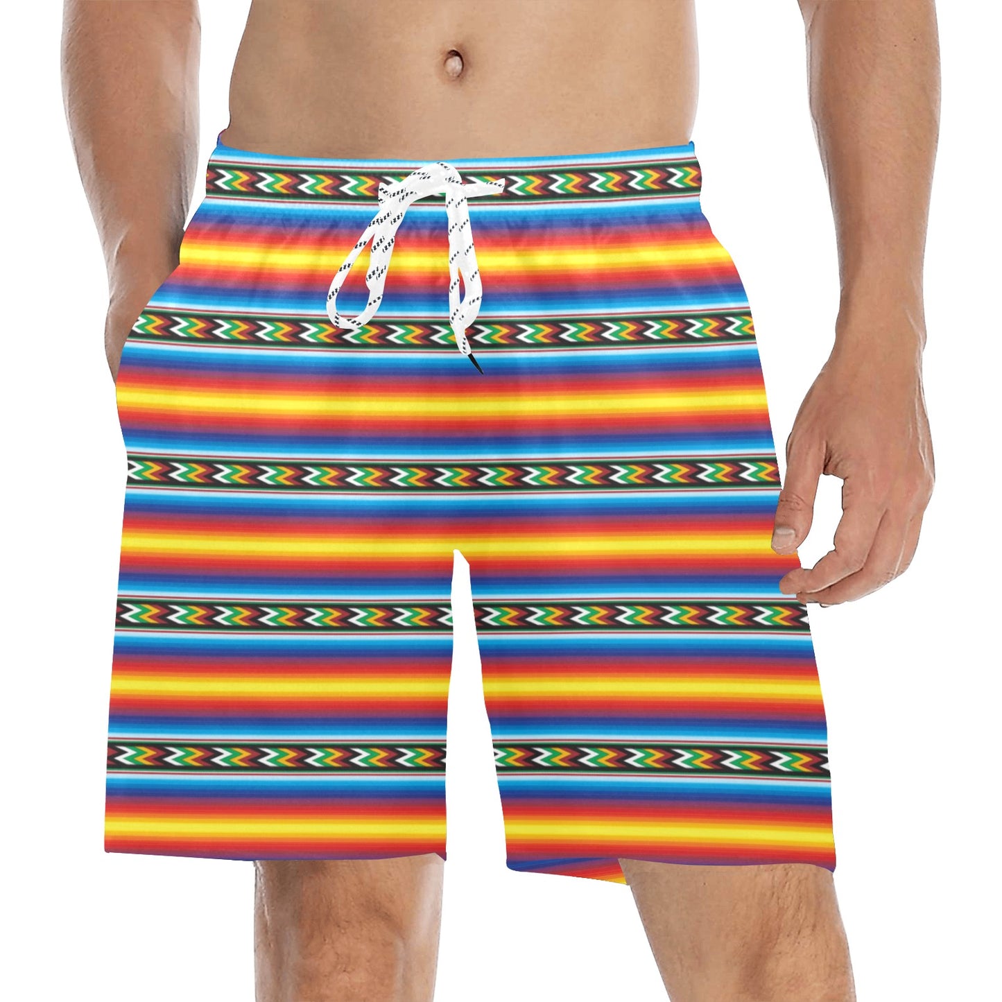 Mexican Blanket ZigZag Print Pattern Men's Swim Trunks Beach Shorts