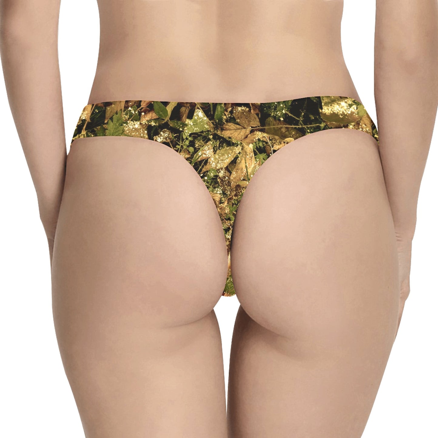 Camo Realistic Tree Forest Texture Print Women's Thongs