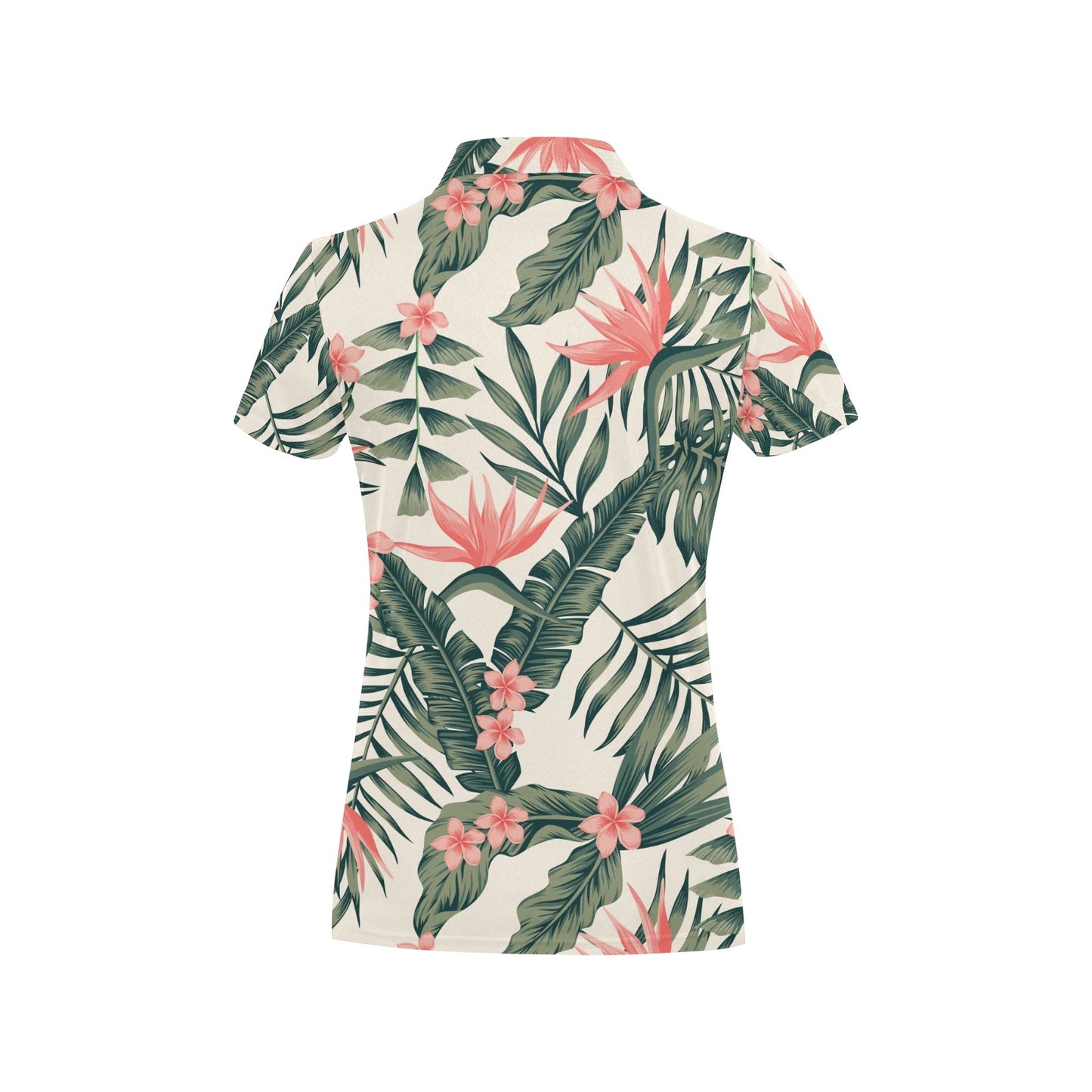 Tropical Flower Palm Leaves Women's Polo Shirt