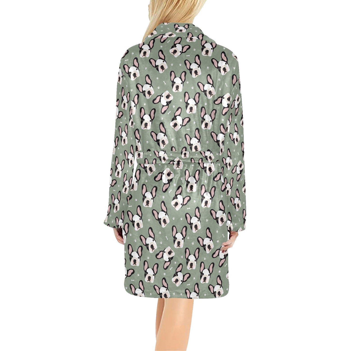 Boston Terrier Pattern Print Design 05 Women's Fleece Robe