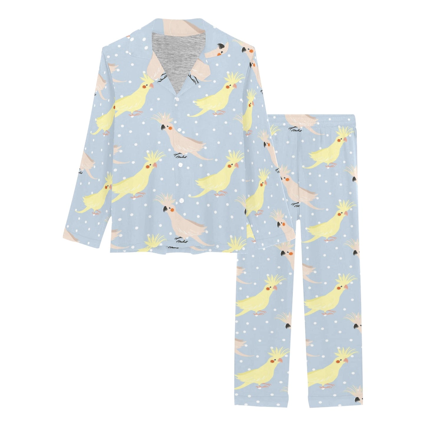 Cockatiel Pattern Print Design 03 Women's Long Pajama Set