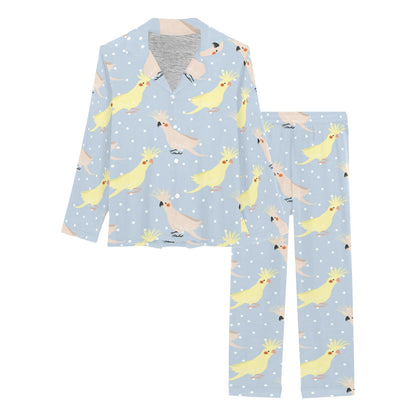 Cockatiel Pattern Print Design 03 Women's Long Pajama Set