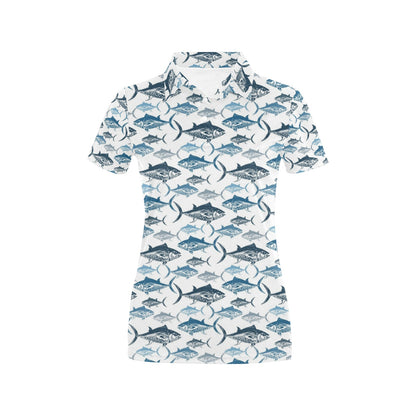 Tuna Fish Print Design LKS303 Women's Polo Shirt