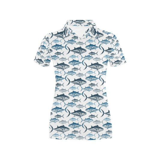 Tuna Fish Print Design LKS303 Women's Polo Shirt