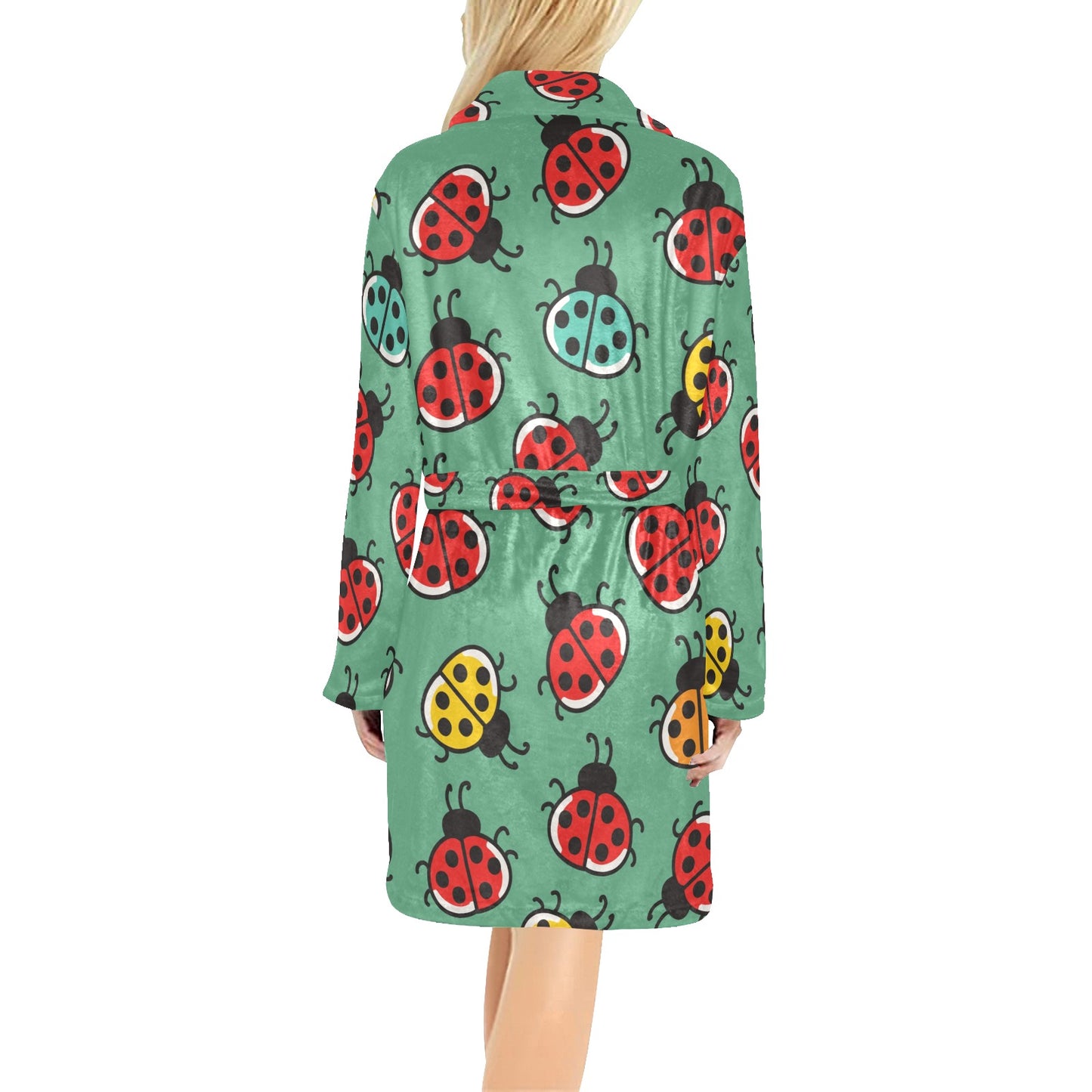 Ladybug Pattern Print Design 02 Women's Fleece Robe