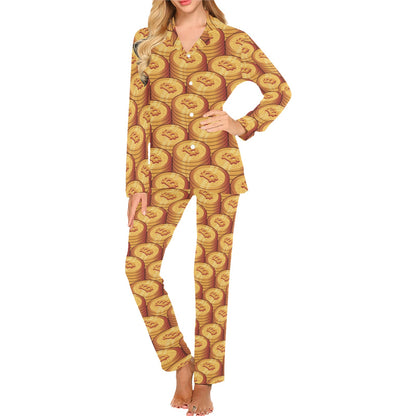 Bitcoin Pattern Print Design 02 Women's Long Pajama Set