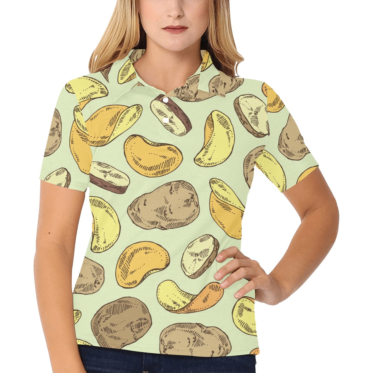 Potato Pattern Print Design A03 Women's Polo Shirt
