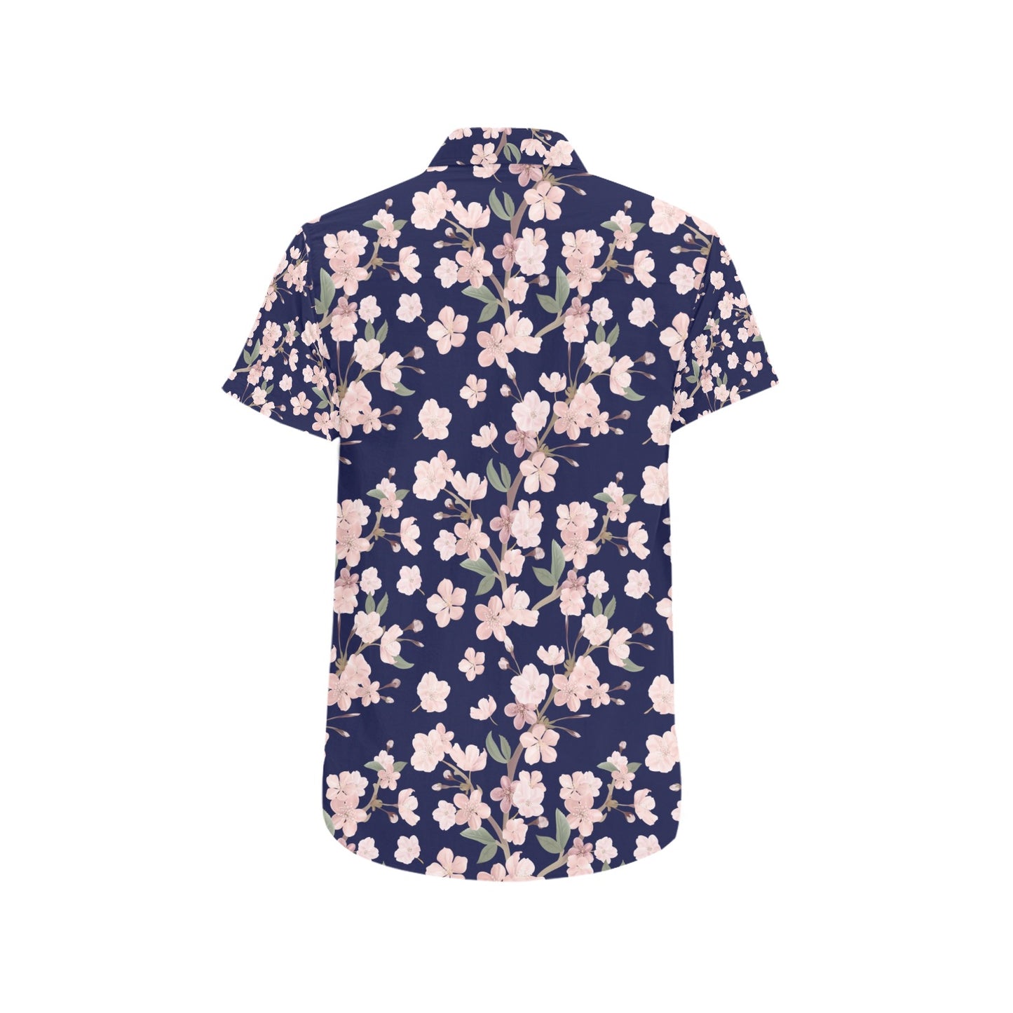 Sakura Print Design LKS301 Men Short Sleeve Button Up Shirt