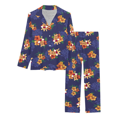 Hawaiian Themed Pattern Print Design H02 Women's Long Pajama Set