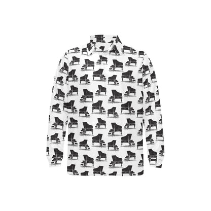 Piano Print Design LKS401 Long Sleeve Polo Shirt For Men's