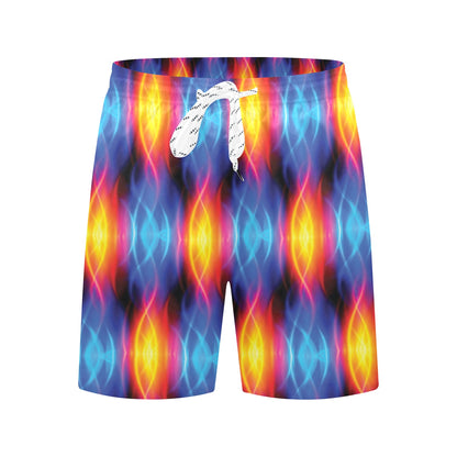 Flame Fire Blue Design Print Men's Swim Trunks Beach Shorts