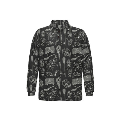 Lacrosse Pattern Print Design 01 Long Sleeve Polo Shirt For Men's