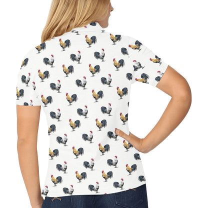 Chicken Pattern Print Design 02 Women's Polo Shirt