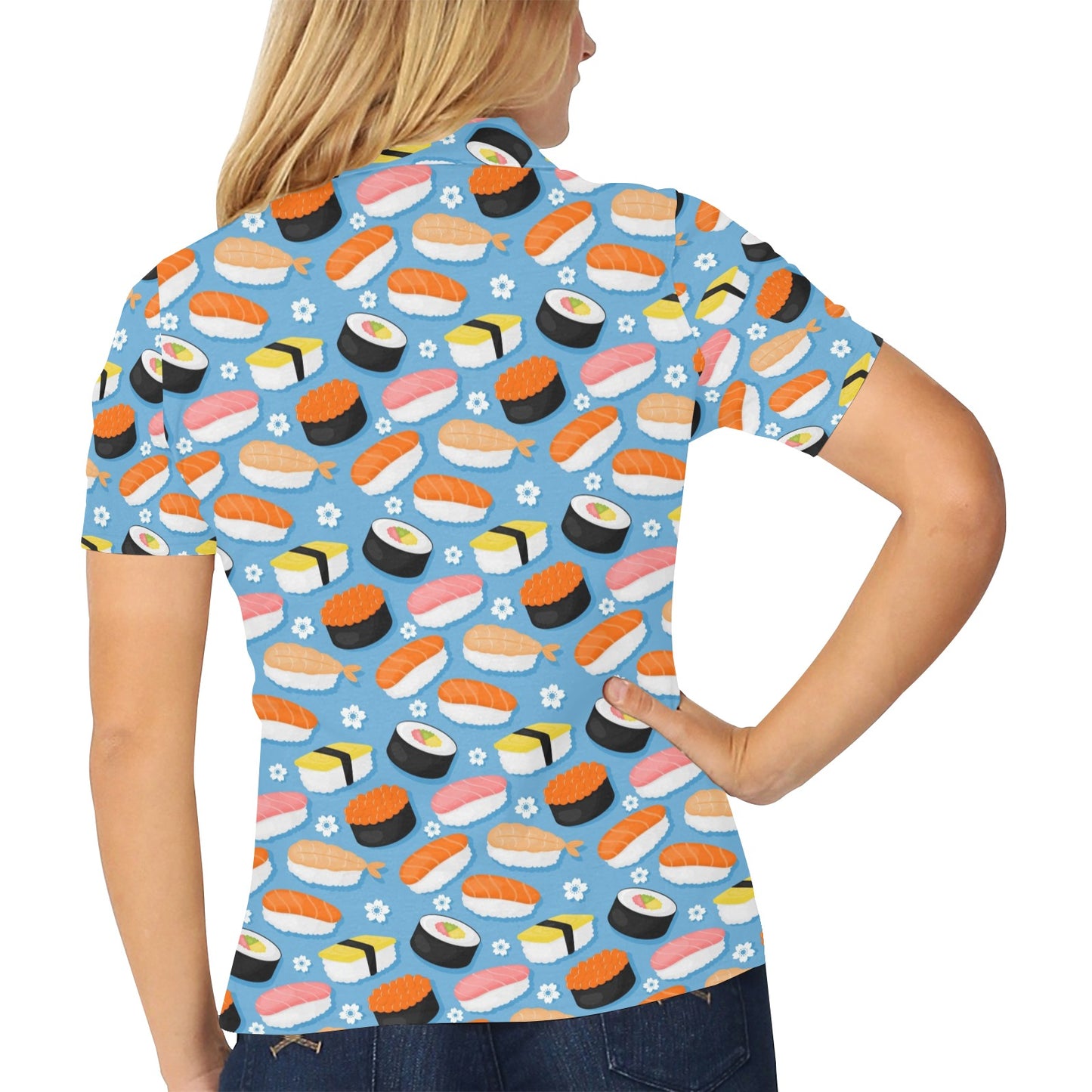 Sushi Print Design LKS304 Women's Polo Shirt