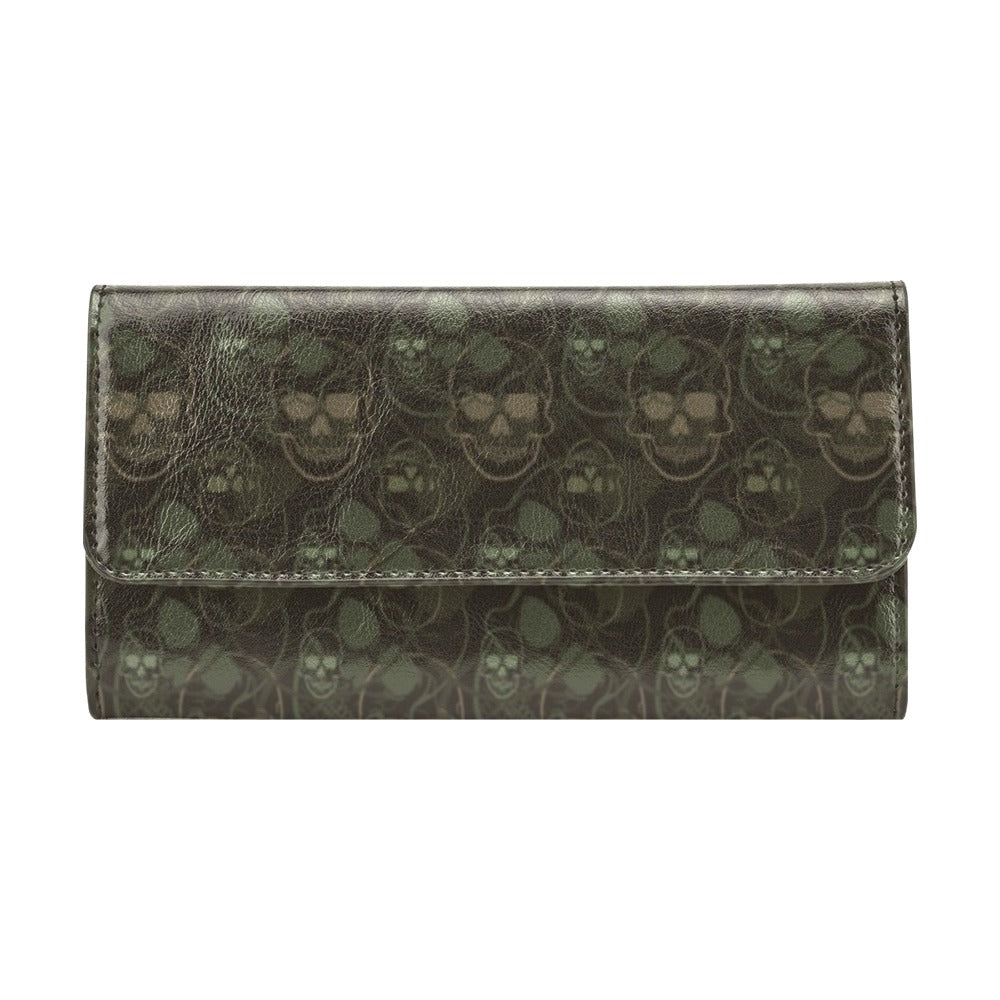 Skull Camo Style Print Design LKS308 Women's Trifold Wallet