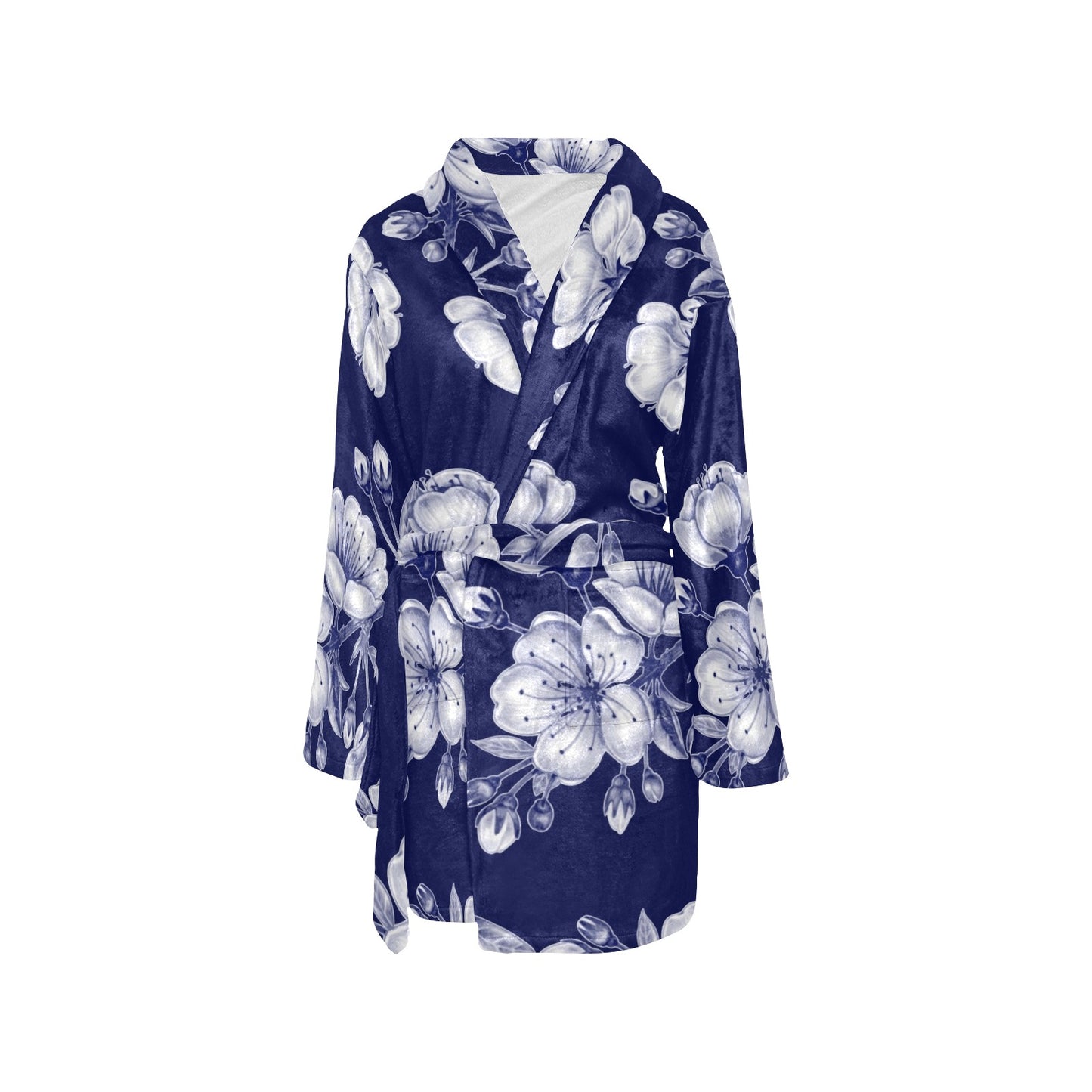 Cherry Blossom Pattern Print Design CB01 Women's Fleece Robe