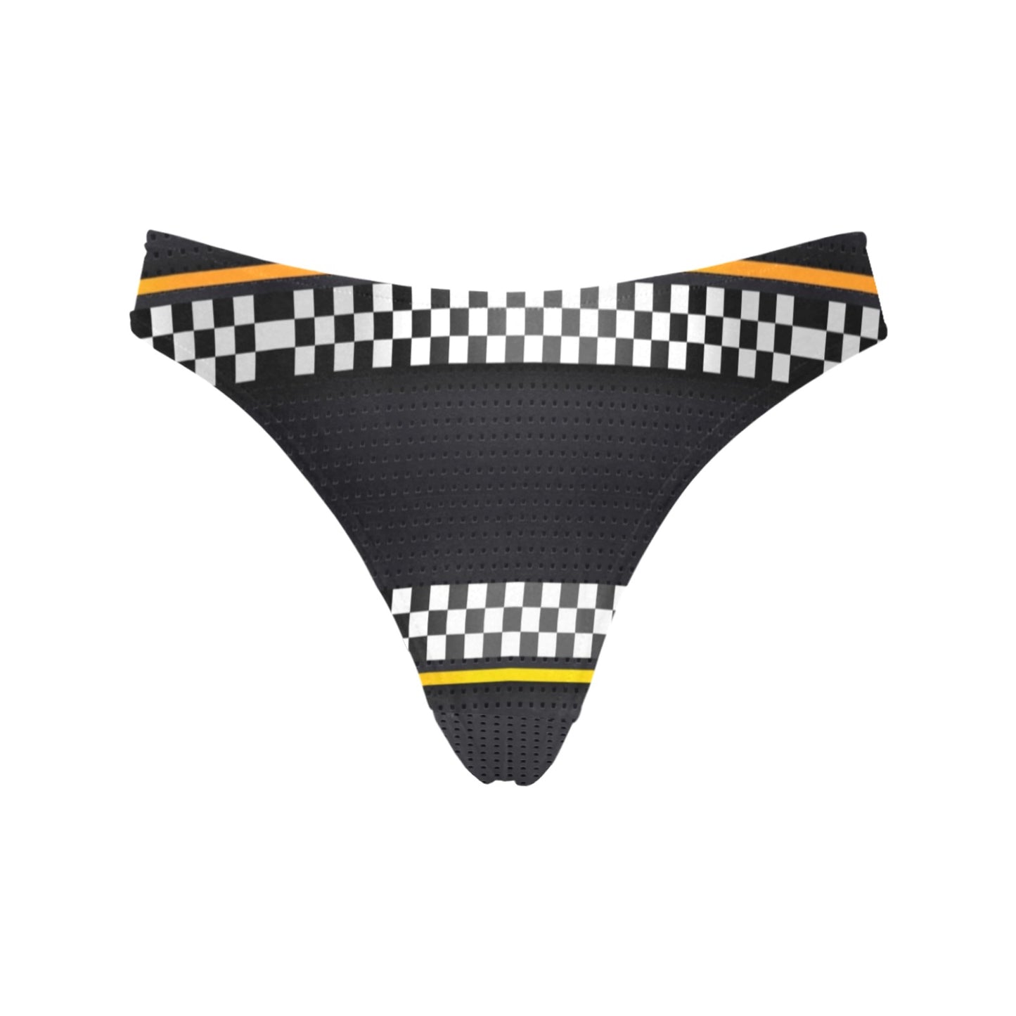 Checkered Flag Yellow Line Style Women's Thongs