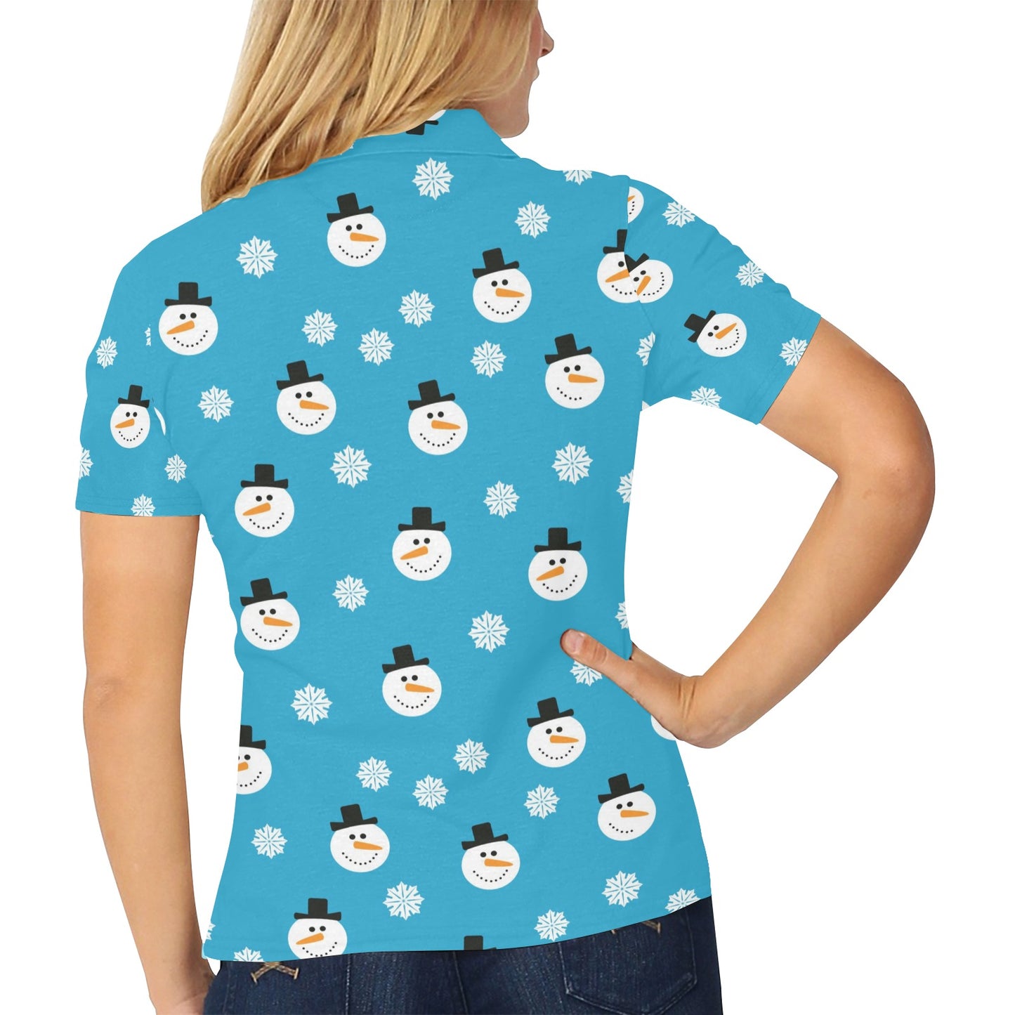 Snowman Print Design LKS303 Women's Polo Shirt