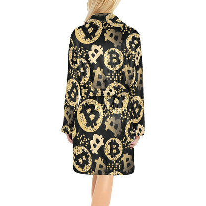 Bitcoin Pattern Print Design DO06 Women's Fleece Robe